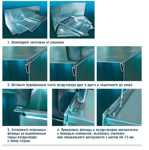 Технология сборки воздуховодов на защелочном фальце Snap Lock