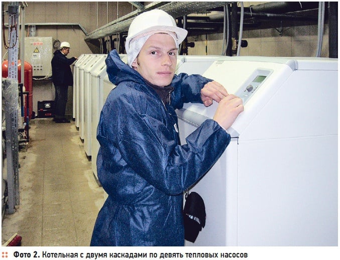 Фото 2. Котельная с двумя каскадами по девять тепловых насосов