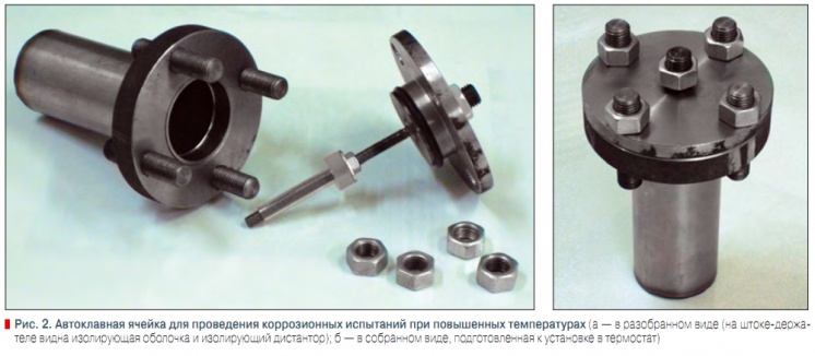 Рис. 2. Автоклавная ячейка для проведения коррозионных испытаний при повышенных температурах