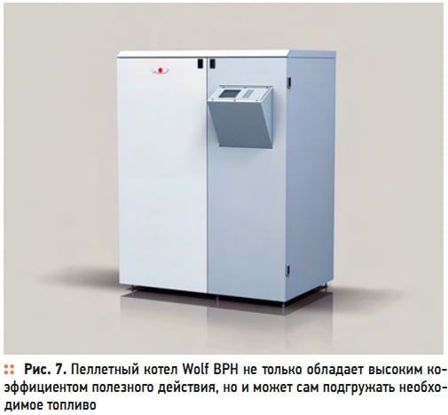 Рис. 7. Пеллетный котел Wolf BPH не только обладает высоким коэффициентом полезного действия, но и может сам подгружать необходимое топливо