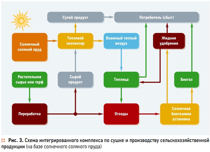 Рис. 3. Схема интегрированного комплекса по сушке и производству сельскохозяйственной  продукции