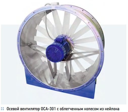 Осевой вентилятор ОСА-301 с облегченным колесом из нейлона