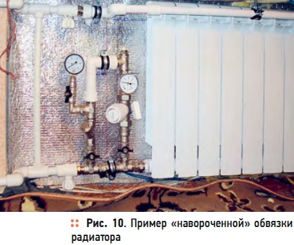 Рис. 10. Пример «навороченной» обвязки радиатора