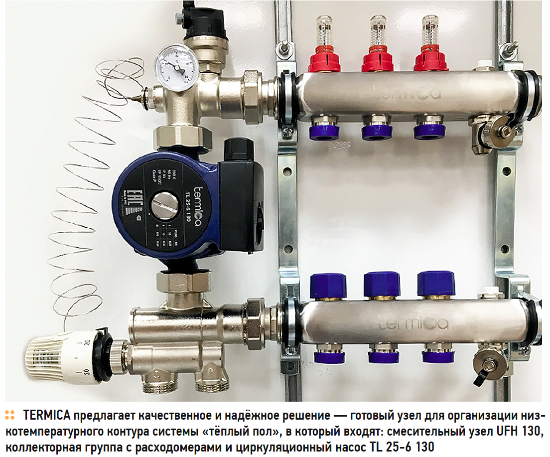готовый узел для организации низкотемпературного контура системы «тёплый пол»