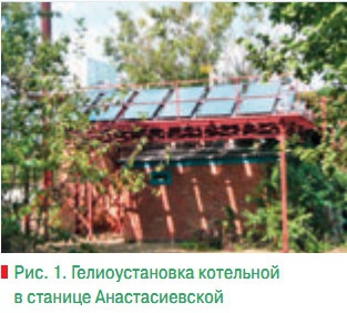 Рис. 1. Гелиоустановка котельной в станице Анастасиевской