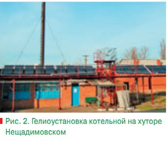 Рис. 2. Гелиоустановка котельной на хуторе Нещадимовском