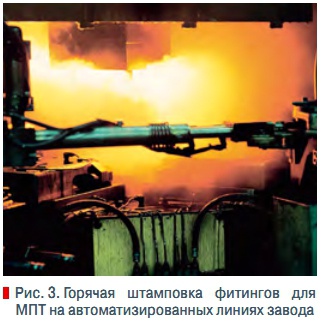 Рис. 3. Горячая штамповка фитингов для  МПТ на автоматизированных линиях завода